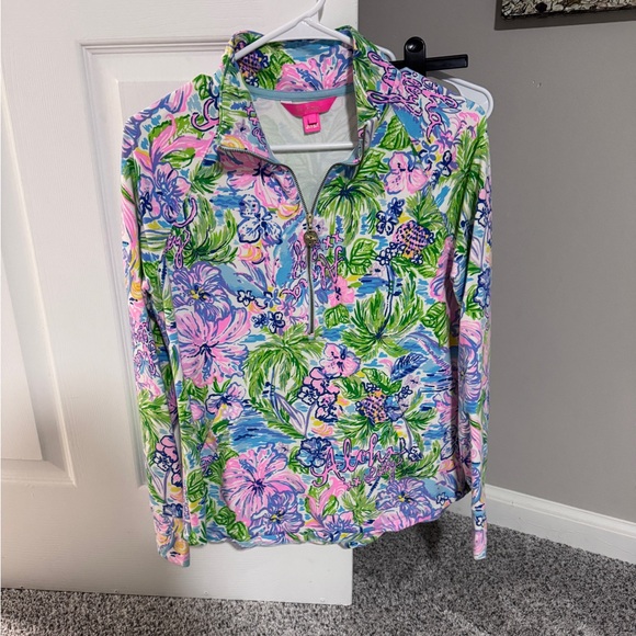 Lilly Pulitzer Tops - Lilly Pulitzer Aloha Floral Half Zip size S